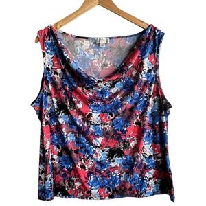 Tahari ASL Plus SizeTop Floral Cowl Neck Chic Casual 2X Summer‎ Office NWT